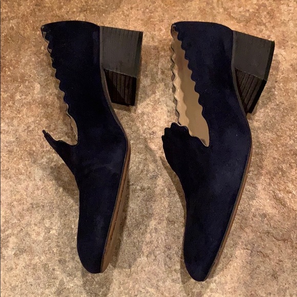 Chloe Lauren Scalloped Block Heel Loafers 39 - Picture 7 of 16